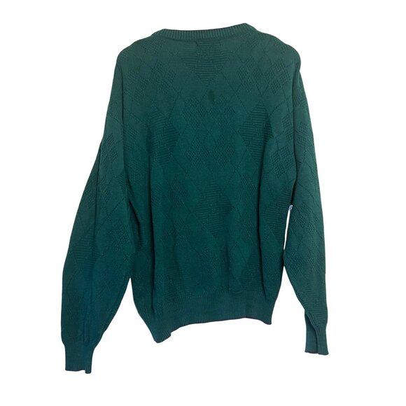 Isle Of Cotton L Green Cardigan Sweater Embroidered Golf Clubs USA Grandpa VTG - Picture 2 of 16